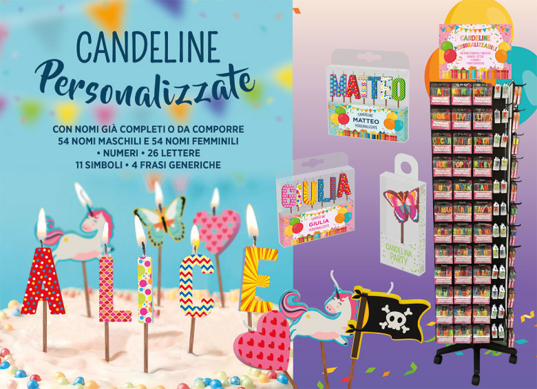 Porta Candeline in plastica 7 cm Scritta Buon Compleanno + Candeline  Assortite